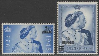 Bpa In Eastern Arabia 1948 Kgvi Royal Silver Wedding Pair Sg25 - 26 Cat £27