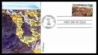 Mayfairstamps Us Fdc 1990 Grand Canyon Handed Painted Wilma Arizona First Day Co