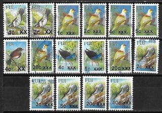 Fiji 2006 - 2016 Bird Overprint Selection $26.  25 Scv