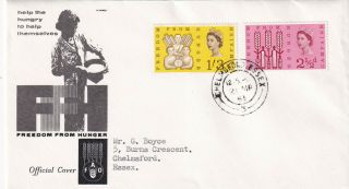 (34729) Gb Fdc Freedom From Hunger Non - Phosphor Chelmsford 1963