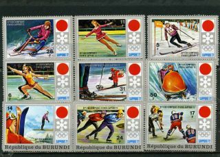 Burundi 1972 Winter Olympic Games Sapporo Set Of 9 Stamps Mnh