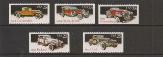 Usa 1988 Classic Cars Mnh Set Of Stamps