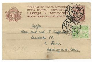 Latvia.  1926.  Postcard With Printed Stamp Riga To Germany 11.  02.  1929