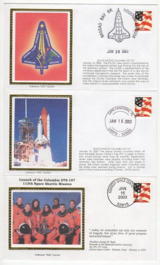SSS: 10 Pcs Colorano Silk US 2003 STS - 107 Columbia Space Shuttle Sc 3631 2