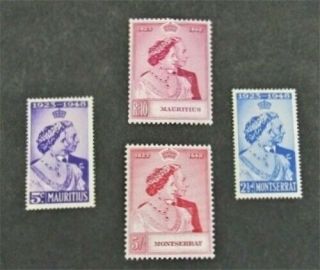 Nystamps British Mauritius & Montserrat Stamp Og H $30 Silver Weding Issue