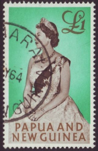 Papua Guinea - One Pound Queen Elizabeth Ii Fine (a11739)