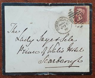 1878 1d Red Plate 204 On Cover To Prince Of Wales Hotel,  Scarborough