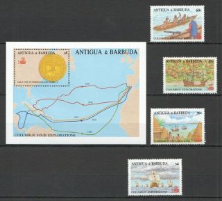 O950 Antigua & Barbuda Columbus Explorations 1146 - 49 Michel 12 Euro Bl,  Set Mnh