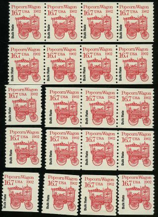 Us 2261 16.  7¢ Popcorn Wagon 1902 20 Stamps Nh Mnh