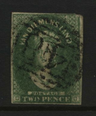 Australian States Tasmania Van Diemens Land Early Qv 2d Green Imperf Stamp