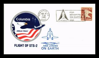 Dr Jim Stamps Us Sts 2 Space Shuttle Columbia Event Cover Edwards Afb 1981