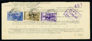 Italy Postal History Lot 149 1957 Document 750l High Value Air Post $$$