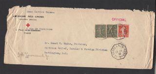 France 1920 Cover Official,  American Red Cross In Paris,  Lehavre A York Canc