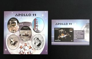2 Tuvalu Sheet Perforated With Space And Apollo Xi