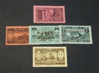 Nystamps French Alaouites Stamp J6 - J10 Og H/nh $35