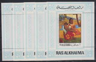 G936.  5x Ras Al Khaima - Mnh - Art - Paintings - Gauguin