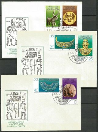 Germany (east) Ddr Gdr 1978 Fdc (3) African Of Art Egyptian Museums