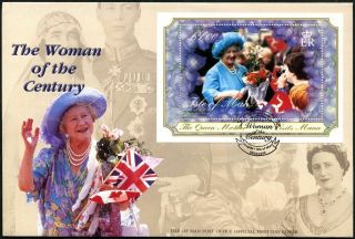 Isle Of Man 2000 The Queen Mother 100th Birthday M/s Fdc C45801