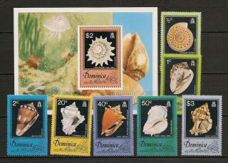 Dominica 1976 Fauna Wildlife Marinelife Fisch Fish Shells Compl.  Set,  Ss Mnh