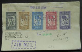 Venezuela 1950 First Day Cover Sent To Usa Franked W/ 5 Stamps