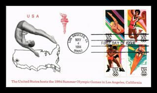 Dr Jim Stamps Us Summer Olympics Los Angeles First Day Cover Block Of Four