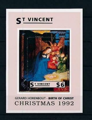 D277648 Christmas 1992 Paintings Birth Of Christ S/s Mnh St.  Vincent
