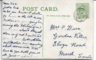 Bestwood Colliery Cancel 1908 On King Edward Vii ½d Green Postcard Ref 2850