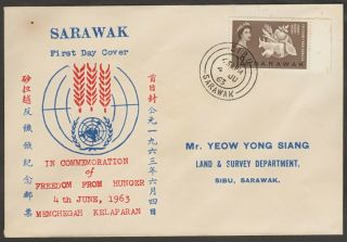 Malaysia Sarawak 1963 Ffh Private Fdc Sibu Double Rings Cds