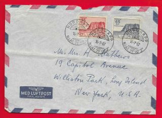 1957 Norway Airmail Cover North Cape To Long Island Ny,  Usa