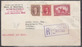 Canada - Jan 17,  1939 Registered Airmail Cover To Germany