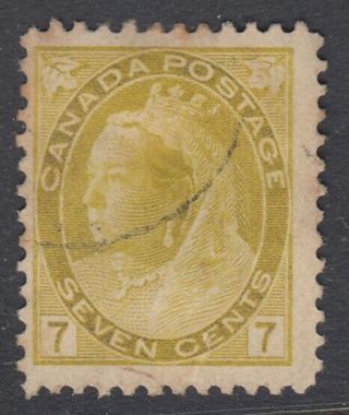 Canada Scott 81 7 Cent Olive Yellow " Qv Numeral "