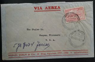 Rare 1940 Uruguay Airmail Cover Ties 75c Stamp Canc Montevideo To Usa