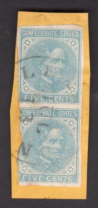 Csa Confederate States Of America Sc 6 Or 7 (?) Pair Stamps On Piece