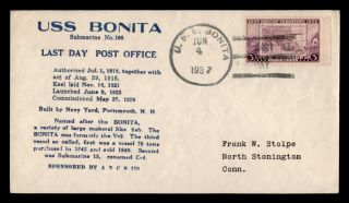 Dr Who 1937 Uss Bonita Navy Submarine Last Day Post Office C122319