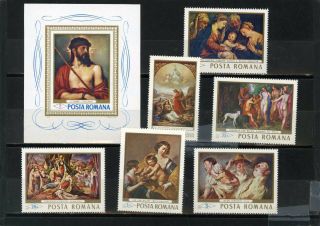 Romania 1968 Art/paintings Set Of 6 Stamps & S/s Mnh