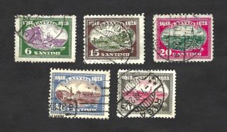 Latvia 1928 Independence 10 Years … Short Set (no 1l) … Mi.  132 - 136 (sc.  158 - 162)