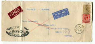 Uk Gb - London 1932 George V - Express Airmail Rate Cover To Germany -