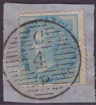 India Qv 1865 Sg54 ½a Blue On/piece Scarce Pm Cp - 4 Vfu