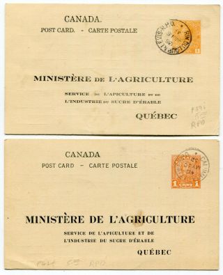 Dh - Canada Postal Stationery 1931 / 1932 French Agriculture Postcards - Rpo Cds
