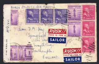 Usa 1942 Censored Cover Grosse Ile To Gb " Rush This Is For A Sailor " - (58)