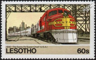 Santa Fe (atsf) Chief Alco Dl - 109 Diesel - Electric Train Locomotive Stamp