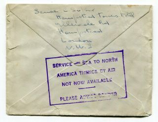 Uk Gb - 1947 Airmail Cover To Usa - Service Sea To North America Not Available
