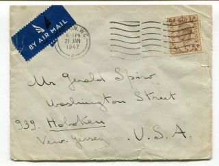 UK GB - 1947 Airmail Cover to USA - SERVICE Sea to North America Not Available 2