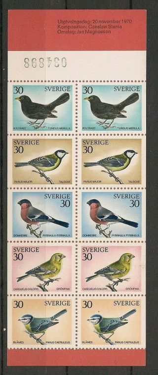 Sweden 1970 Wildlife Fauna Birds Vögel Oiseaux Compl.  Booklet Mnh
