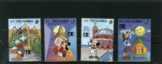Gambia 1992 Walt Disney " World Stamp Expo Chicago " Set Of 4 Stamps Mnh