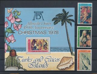 Lk67639 Turks & Caicos 1978 Christmas Religion Art Fine Lot Mnh