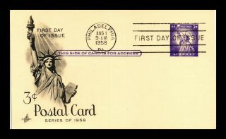 Dr Jim Stamps Us 3c Statue Of Liberty Art Craft Fdc Postal Card Philadelphia