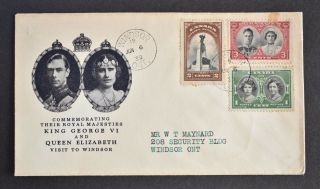 Canada,  Kgvi,  1939 Royal Visit Stamps,  With Windsor Ontario Town Cancel Jun 6 39