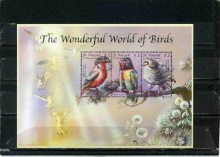St.  Vincent 2000 Sc 2840 Fauna Birds Sheet Of 3 Stamps Mnh