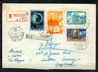 Russia Russland 1957 Ussr Registered Cover Moscow To Uk Gb United Kingdom